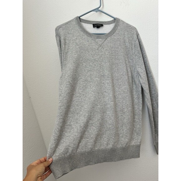 Express Women's Light Gray Long Sleeve Pullover Sweater 100% Cotton Size Large - Picture 3 of 11